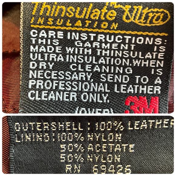 Wilson Black Leather Zip Out Thinsulate Liner Classic Winter Men's Coat XL - Picture 10 of 11